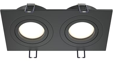 MAYTONI ATOM spot led encastrable carré – Downlight 2 x GU10 (10 W) – plafonnier LED plat en aluminium noir, orientable – luminaire plafonnier design pour cuisine, salon, chambre et couloir