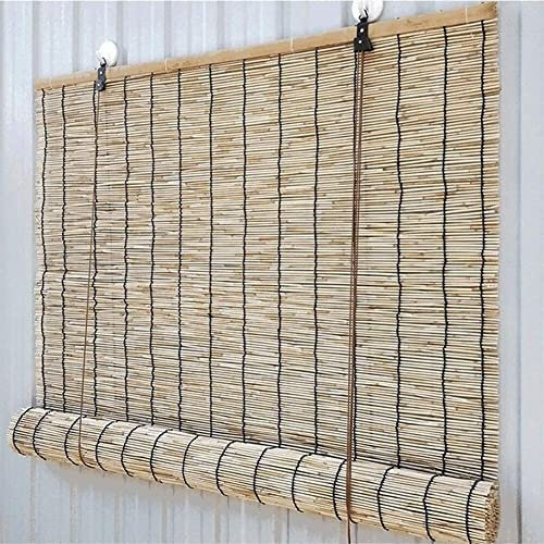 SJMFGF Bambusrollo Fensterrollo Holz, Gardinen Vorhänge | Raffrollo Bambus für die Küche | Vertikale Verdunklungsrollos | Rollos für Küchentüren (Größe: 90 x 175 cm)