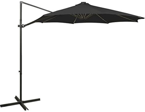 vidaXL Cantilever Garden Umbrella with LED Lights - 300cm Rotatable Parasol for Outdoor Patio - Durable Aluminium and UV Protection Polyester - Black