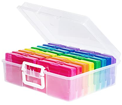 Naivees Caja de almacenamiento de fotos de 4 x 6 pulgadas, cajas organizadoras de fotos, cajas transparentes para manualidades, contenedores de fotos para fotos, imágenes, arte (multicolor, paquete de