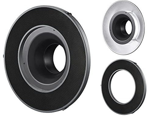 GODOX R200 Honeycomb Grid and Reflector Kit R200-RHC20 20° Honeycomb Grids & R200 RFT-25S Silver Reflector, Reduces Lens Flare, Soft Light, Accurate Light Control Modifier Accessory - R200 Ring Flash