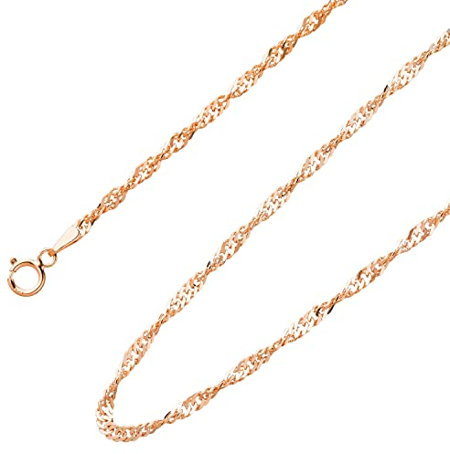 Ardeo Aurum Unisex Damen Herren Kette aus 375 Gold Roségold Singapurkette Halskette 2,1 mm Breite und 60 cm Länge mit Karabinerverschluss