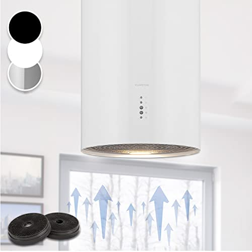 Klarstein Cappa Aspirante, Cappa Cucina con Timer e Flusso d'Aria di 600m³/h, Cappa Sospesa per Isola Cucina con 3 Modalità e Filtri Antigrasso, Cappa Isola Sottopensile con Filtri a Carboni Attivi