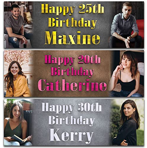 Personalisiertes Geburtstagsbanner Foto Erwachsene Mann Frau Party Poster Dekoration Individuelle Feier Ruhestand Banner Gold Rosa Silber