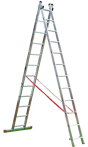 Home Master® 2 Section Combination Ladder | A-Frame, Extension Ladder, Step Ladder | Lightweight Aluminium | Stabiliser Bar | 150kg Weight Rating | EN131 Certified | Size: 2x12