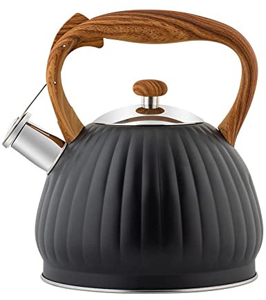 Uposao Bouilloire Sifflante en Acier Inoxydable 2.5L, Retro Théière Bouilloire avec Sifflet pour Cuisinière, Bouilloire Gaz, Poignée Résistante À La Chaleur, sans BPA, pour Tous Feux