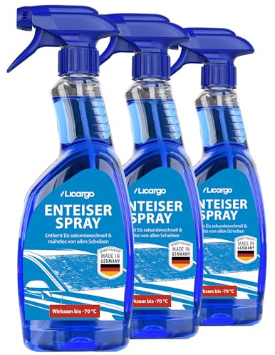 LICARGO 3x Enteiserspray Auto 750ml - entfernt Eis sekundenschnell & mühelos - Scheibenenteiser Spray Auto bis -70°C - effektiver Scheiben Enteiser, Eisspray für Autoscheiben Entfroster