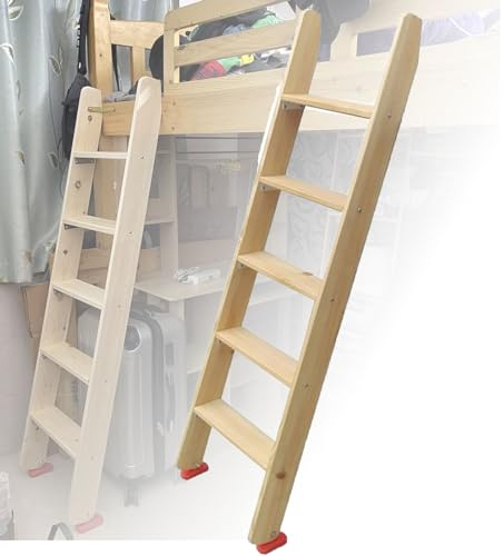 BZJPRFC Etagenbettleiter for Den Innenbereich, Hochbett-Schrägleiter Aus Holz, Universelle, Platzsparende Wohnmobilleiter Mit Hakenhalterung Und Rutschfesten Füßen (Size : 125cm(49in))