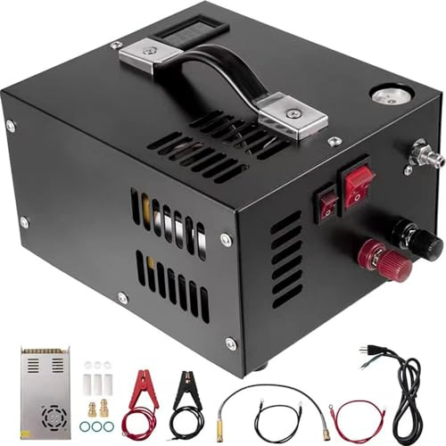 Compresor de aire exterior con transformador HUIOP Compresor de aire eléctrico de alta presión 4500PSI con barómetro Bomba de compresor de aire de apagado automático portátil inteligente Compresor de