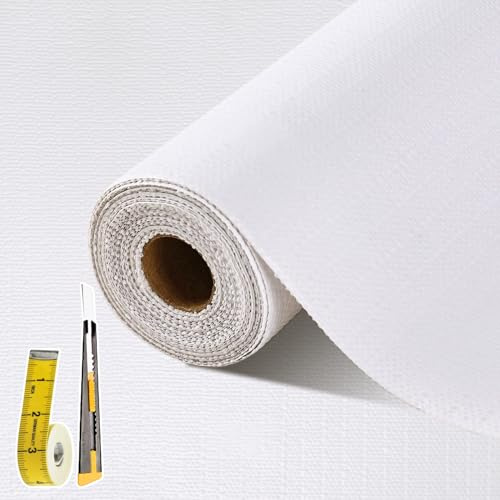 Drawer Liners with Non-Slip Kitchen Cupboard Liner 30x900cm, White | Shelf Liner Drawer Organisers Fridge Liners, Non Adhesive Cabinet Liner for Shelves Bedroom with Knife and Tape Measure