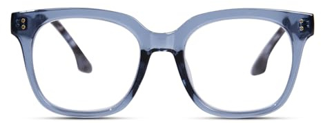 YUKANG Übergroße Lesebrille für Damen Blaulichtfilter, Blaulichtbrille Anti-Müdigkeit Quadratische Computerbrille für Frauen und Männer (Blau 1.5)