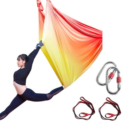 Aerial Yoga Towel, Yoga Towel For Hanging, Yoga Swing, Aerial Yoga Hammock, Acrobatics Towel, Yoga Vertical Towel, Yoga Towels, Swing Frame, Yoga Set For Adults Indoor (5X2.8M)(Bunt B)
