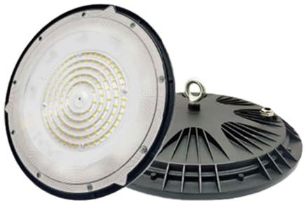 1 Pezzo Faro LED Industriale Slim 150W, 15000lm, Luce Fredda 6500K, Copertura 310mq, Diametro 311mm, Spessore 42mm, Impermeabile IP65, per Illuminazione Capannone