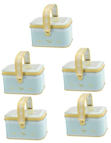 TOPBATHY 5pcs Tinplate Holiday Biscuit Box Multi-purpose Treat Storage Tinplate Candy Box