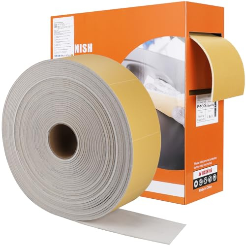 Shineboc Rotoli Di Carta Abrasiva 115mm X 25m, Grana 400, Tampone Abrasivo per Metallo, Legno, Vernice, Acciaio Inox - Ideale Come Spugna Abrasiva per Applicazioni Professionali
