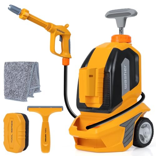 ANYCESO kinder wasserdruck, reinigungsanlagen und spielzeuge, autowäsche und schwämmer-handtücher Autowäscher mit Schaber Schwamm Handtuch, Pretend Spielwerkzeuge Pressure Washer Tools