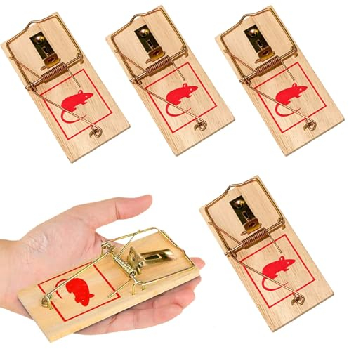 4Stück Köderfallen, Köderfallen Klassische, Wiederverwendbar Köderfallen Schlagfallen, Zum Aufstellen in Haus, Vorrats-Kammer, Köderfallen in Haus und Garten