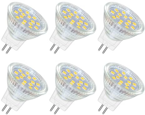 Akynite Faretti LED MR11 GU4 12V Luce Fredda 6000K, 120 gradi, 250LM, 12V-24V AC/DC, Equivalente MR11 Alogene 10W 20W, Ø35mm GU4 Faretti LED per Cappa Cucina Camper, non dimmerabile, set di 6