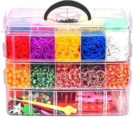 Huudngeje DIY Handmade Rubber Bands Weaving Tool Box Bracelet Kit Toys for Knitting Elastic Art Crafts Beaded Toys