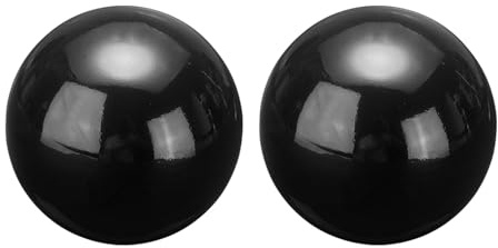 QUARKZMAN 2pcs Boule de ornementationation de Globe de Contemplation de 2 Pouces 51mm sphère de Jardin polie en sans Soudure, Boule de Contemplation Lisse en Miroir, Noir Brillant