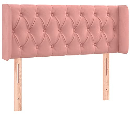 ULUYYUC Bett Rückwand Wandkissen Wandpolster Bettkopfteil - Kopfteil mit Ohren Rosa 93x16x78/88 cm Samt für Jugendzimmer Gästezimmer Bett Schlafräume