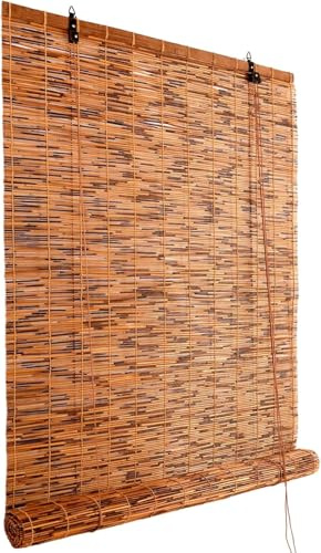 Bambus Rollo (Breite x Höhe) Sichtschutz und Sonnenschutz Jalousie Vorhang für Fenster, Tür, Balkon und Garten | Handgefertigtes Bambusrollo aus Schilfrohr mit Seiljustierung Wohnzimmer (70x130cm)