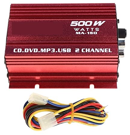 Amplificador, Amplificador de Coche, Mini Amplificador estéreo Hi-Fi de 500W y 2 Canales for Coche, Motocicleta y Coche
