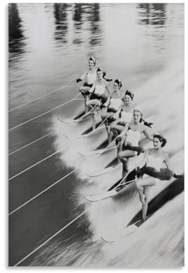 BNCEDJK Frauen-Wasserski-Poster, Wandkunst auf Leinwand, Schlafzimmer, Dekoration, Landschaft, Büro, Raumdekoration, Geschenk, 40 x 60 cm