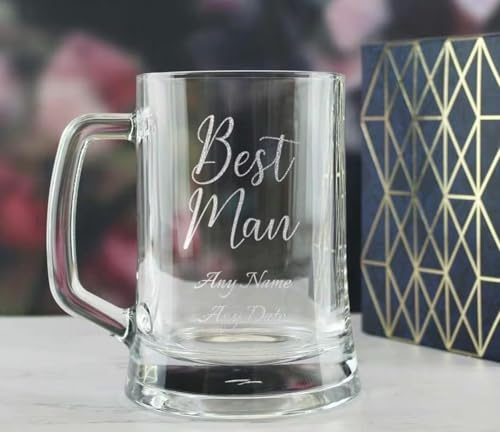 Personalised Engraved Wedding Guest 16oz Tankard Beer Mug with Gift Box | Best Man Gifts, Groomsmen, Stag Do, Custom Tankards, Wedding Gifts for Men