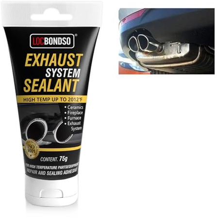 LOCBONDSO Exhaust Repair Kit 1100°C for Car/Motorcycle - Exhaust Sealant Sealing Tape Assembly Paste, Gray Odorless Sealing Paste, Waterproof and Heat-Resistant, Exhaust Repair Paste (75.0, Grams)
