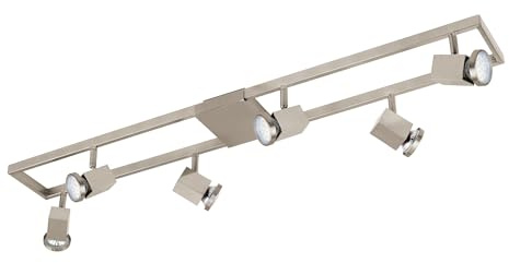 EGLO LED Deckenlampe Zeraco,6 flammige Deckenleuchte | Deckenstrahler aus Metall, Kunststoff, Wohnzimmerlampe in Silber, Spots inkl. GU10 Leuchtmittel, warmweiß