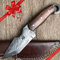 Hobby Hut HH-301, Custom handgefertigt 24 cm Klinge, damast jagdmesser mit Ledescheide, feststehende Full Tang Klinge, damastmesser jagdmesser,Extra Scharf,Walnuss Holzgriff, Scheide aus Leder