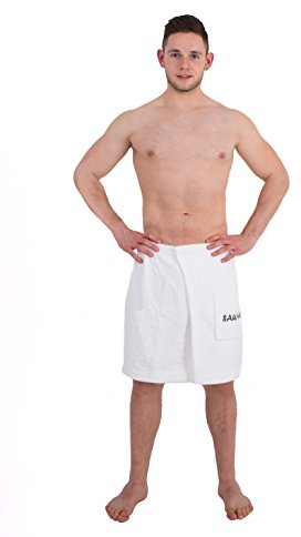 Julie Julsen - Kilt da sauna da donna, con bottoni automatici e elastico, 100% cotone, Cotone, bianco, 50 x 150 cm
