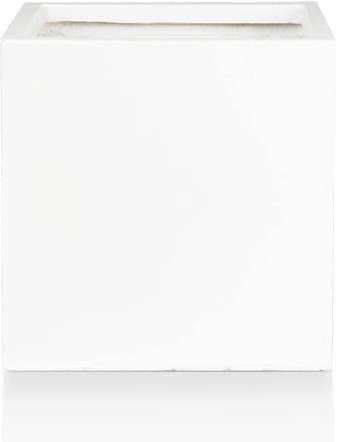 IDEALIST 40cm Square Planter for Garden | White Reinforced Stone Flower Pot | Garden Planters with Drainage Holes L40 W40 H40 cm, 65 litres