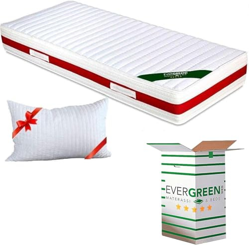 EVERGREENWEB – ortopedisk memory foam-madrass 80 x 200 cm 22 höjd + 1 kudde av minnesskumflingor gratis, kall skummadrass med massageeffekt, avtagbart, tvättbart överdrag | Sleepy Memory