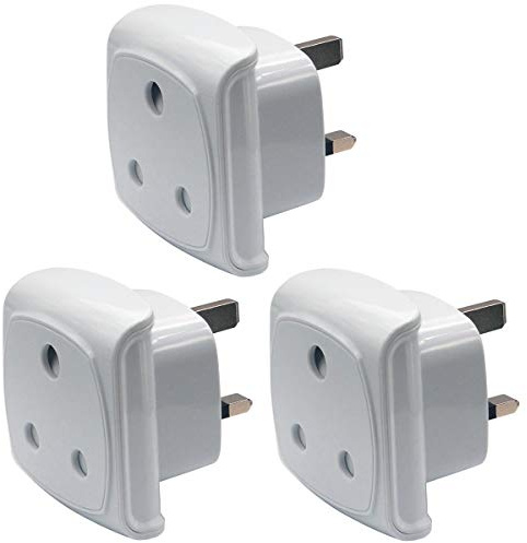 Afrique du Sud Adaptateur à 3 Broches, Grand Connecteur Mâle de Type M Converti en Prise Femelle UK à 3 Broches, Approuvé BS 8546, Fusible 13A avec Obturateur de Sécurité (3 Pièces Blanc)