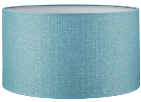 Home Sweet Home Moderno Pantalla Canvas | cilindro | 40/40/22cm | Azul Petróleo | Pantalla de lámpara de tela de algodón | para portalámparas E27 | probado RoHs| para lámpara de pie