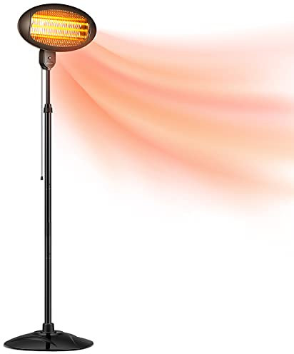 DONYER POWER Electric Quartz Patio Heater Garden Heater Waterproof Outdoor Free Standing 2000W