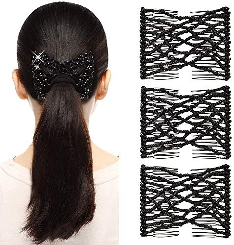 Magic Haarklammer,3Pcs Magic Beads Haarschmuck Haarklammer Haarspange Haarclip Haarkamm DIY Hair Styling Werkzeug (Schwarz)