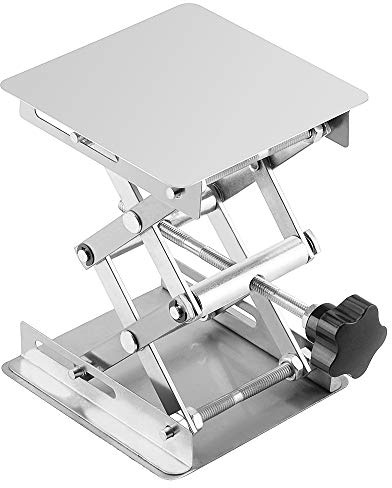 Labasics Laborhebebühne, 100 x 100 mm Lab Jack Scherenständer Hubtisch aus Edelstahl, Hebebühne Labor, Erweiterbarer Hebehöhenbereich von 45 mm bis 150 mm, Maximal Unterstützte Gewicht 5 KG
