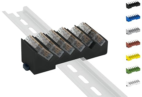 Din Rail Hutschienenhalter für 6x Wago Klemmen / lever clamps 221-412/413/415 (Wagoklemmen nicht im Lieferumfang!) (Schwarz (Prime))