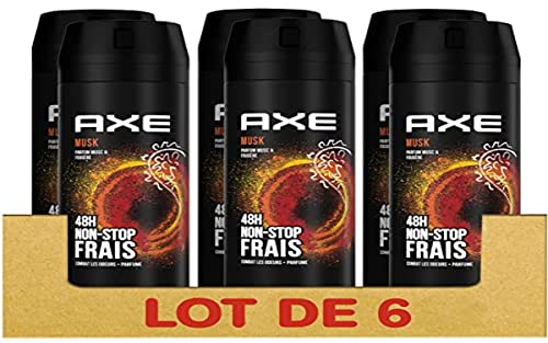 AXE Déodorant Homme Spray Musk, 48h non-stop frais, Parfum musc et fougère (Lot de 6x200ml)