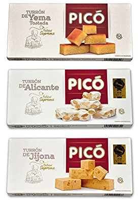 Lote de 3 Turrones Picó Calidad Suprema - Jijona, Alicante, Yema - 600g