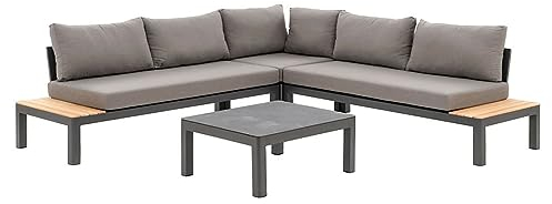 Garino Lounge-Set Monaco Alu/Teak Gartengarnitur Sofaset