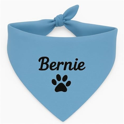 Personalisiert Hunde Bandana, Verstellbare Hunde Dreiecks Halstuch, Wunschname, Gestickt Name des Hundes, Baumwolle Kopftücher Hundehalstuch Dreieckstuch (L, Blau)