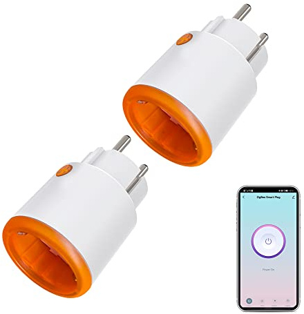 Smart Power Plugs: Zigbee Smart Plug mit Mess- & Timerfunktion, Tuya App Control, Notification Push, Zigbee Hub erforderlich, 16A Zigbee Steckdose kompatibel mit Alexa, Google Home (2-Pack)