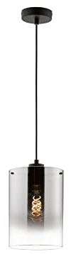 meineWunschleuchte Pendelleuchte einflammig Schwarz mit Rauchglas Ø 18cm & LED dimmbar