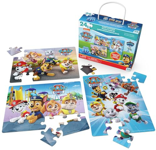 Patrulla Canina - 3 Puzzles 3D de 24 Piezas Cada uno - Rompecabezas de la Patrulla Canina Juguetes - 6066807 - Juguetes Niños 4 Años + - Regalo Niño 4 Años +