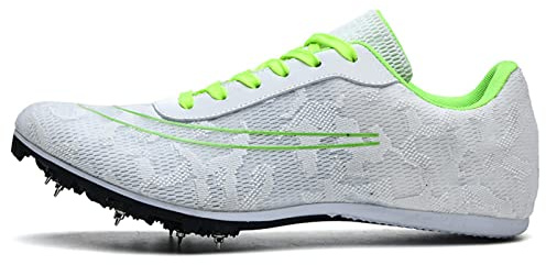 AIRFUL Professionelle Leichtathletik-Schuhe für Damen und Herren, leichte 7-Nägel-Spikes, Leichtathletik-Sprint-Spikes-Schuhe mit TPU-unterstützender Harter Sohle (Color : White, Size : 38 EU)