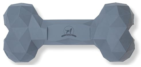 Kauspielzeug für Hunde Kauknochen robust & langlebig: Hundespielzeug gegen Langeweile aus Naturkautschuk für aggressives kauen - befüllbar, robust & gut für die Zahnpflege | Farbe: Grau, Größe: M